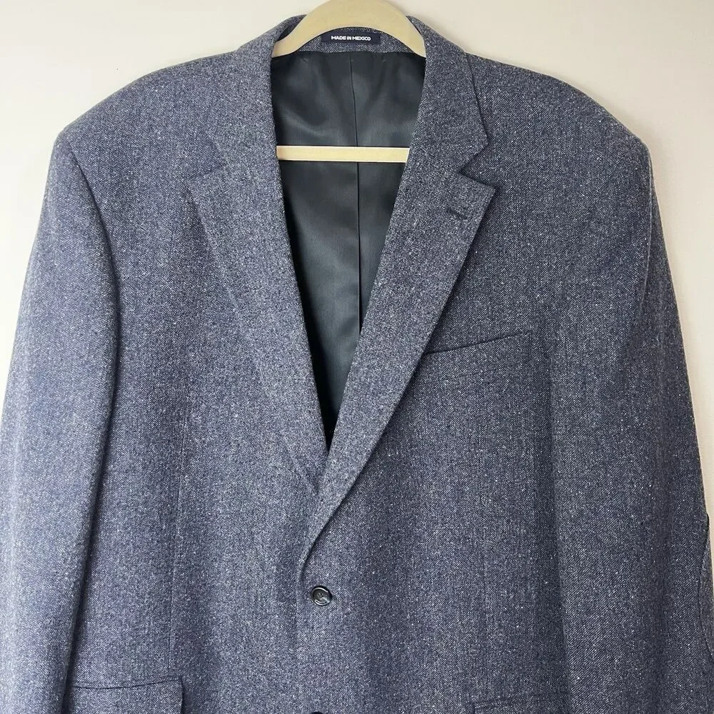 Paul Fredrick Wool Blazer Blue Confetti Tweed Men’s 48L